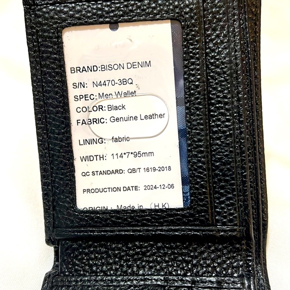 Bison Denim Black Leather Wallet NWOT - Picture 5 of 6